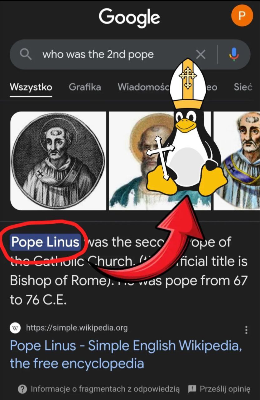Google who was the pope A Wszystko A Pope Linus vas the secc оре of Church. ficial title is Bishop of «aS pope from 67 to 76 https wikipedia.org Pope Linus Simple English Wikipedia, the free encyclope