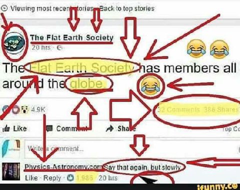 Viewing most to top stories The Fiat Earth Society 4; 2011$ С members all i Like Com -А Like Reply