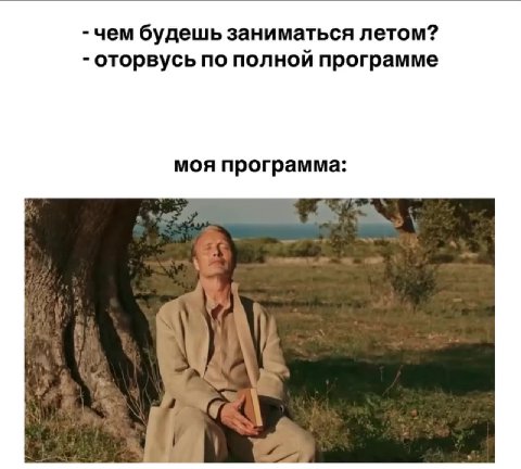 - чем будешь заниматься летом? - оторвусь по полной программе моя программа: