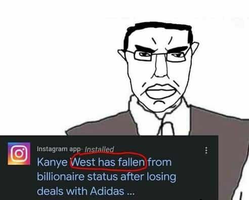 в Instagram app Kanye West has billionaire status after losing deals with Adidas