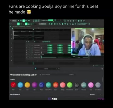 Fans are cooking Soulja Boy online for this beat Welcome te AnatogiabV о — Welcome te Anaiog tab 6 —