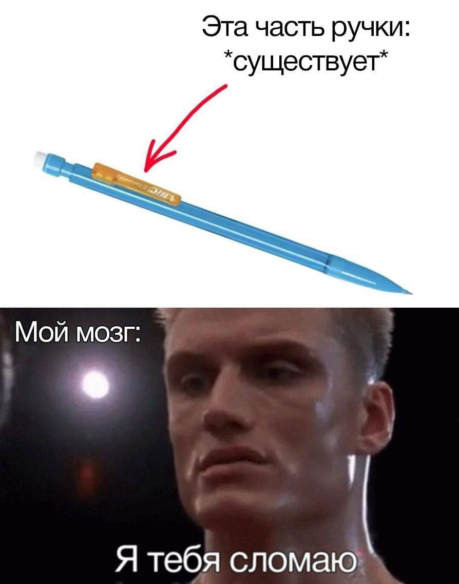 Эта часть ручки: существует” Мой мозг: 1 Я тебя сломаю