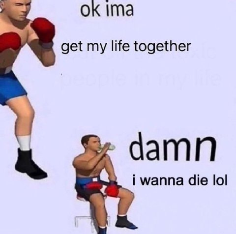 ima get my life together damn wanna die lol