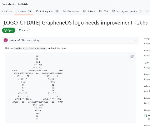 fastfetch-cli fastfetch Code Issues 75 3) Pullrequests 45 Я} Discussions Actions Wiki 1 Assign a rustacean3153 opened ago No on Hi,iran fastfetch --logo grapheneos and got this logo: Labels No lab Typ