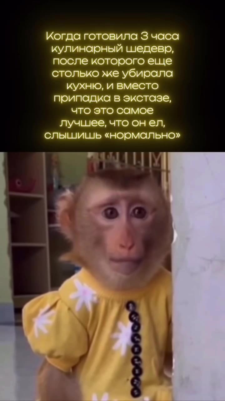 Когда готовила 3 часа кулинарный шедевр, после которого еще столько же убирала кухню, и вместо припадка в экстазе, что это самое лучшее, что онел, слышишь «нормально»