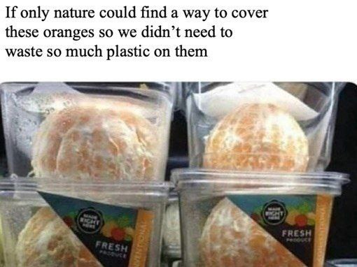 If only nature could find a way to cover these oranges so we didn’t need to waste so much plastic on them 4 7$ к 3 4