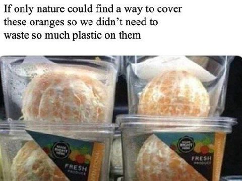 If only nature could find a way to cover these oranges so we didn’t need to waste so much plastic on them 4 7$ к 3 4