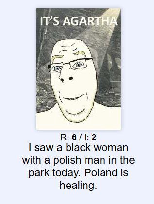IT’S AGAR: saw a black woman with a polish man in the park today. Poland is healing.
