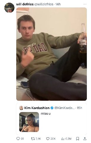 will defries @willdefries Kim Kardashian @KimKarda...- С 59 ©20к