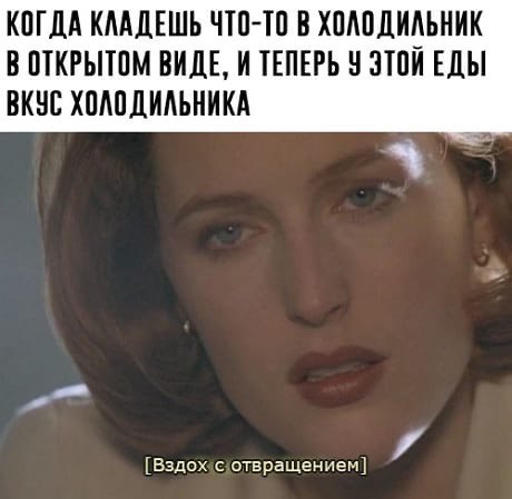 КОГДА КЛАДЕШЬ ЧТО-ТО В ХОЛОДИЛЬНИК В ОТКРЫТОМ ВИДЕ, И ТЕПЕРЬ У ЭТОЙ ЕДЫ ВКУС ХОЛОДИЛЬНИКА [Вздох с отвращением] и
