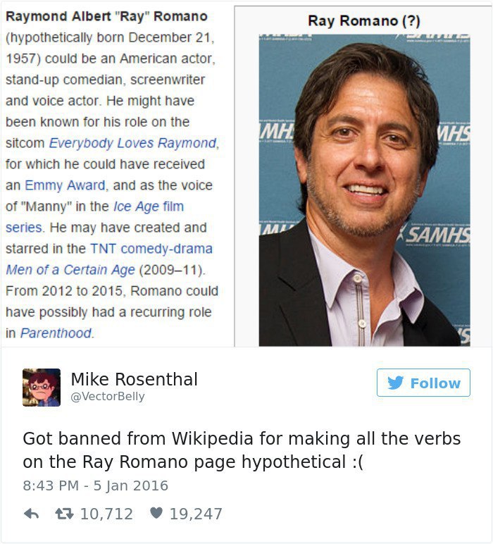 Raymond Albert "Ray" Romano Ray Romano (7) (hypothetically born December 21, 1957) could be an American actor, stand-up comedian, screenwriter and voice actor. He might have been known for his role on