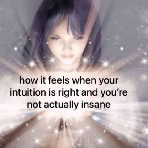 how it feels wher your intuition is right and you're not actually insane