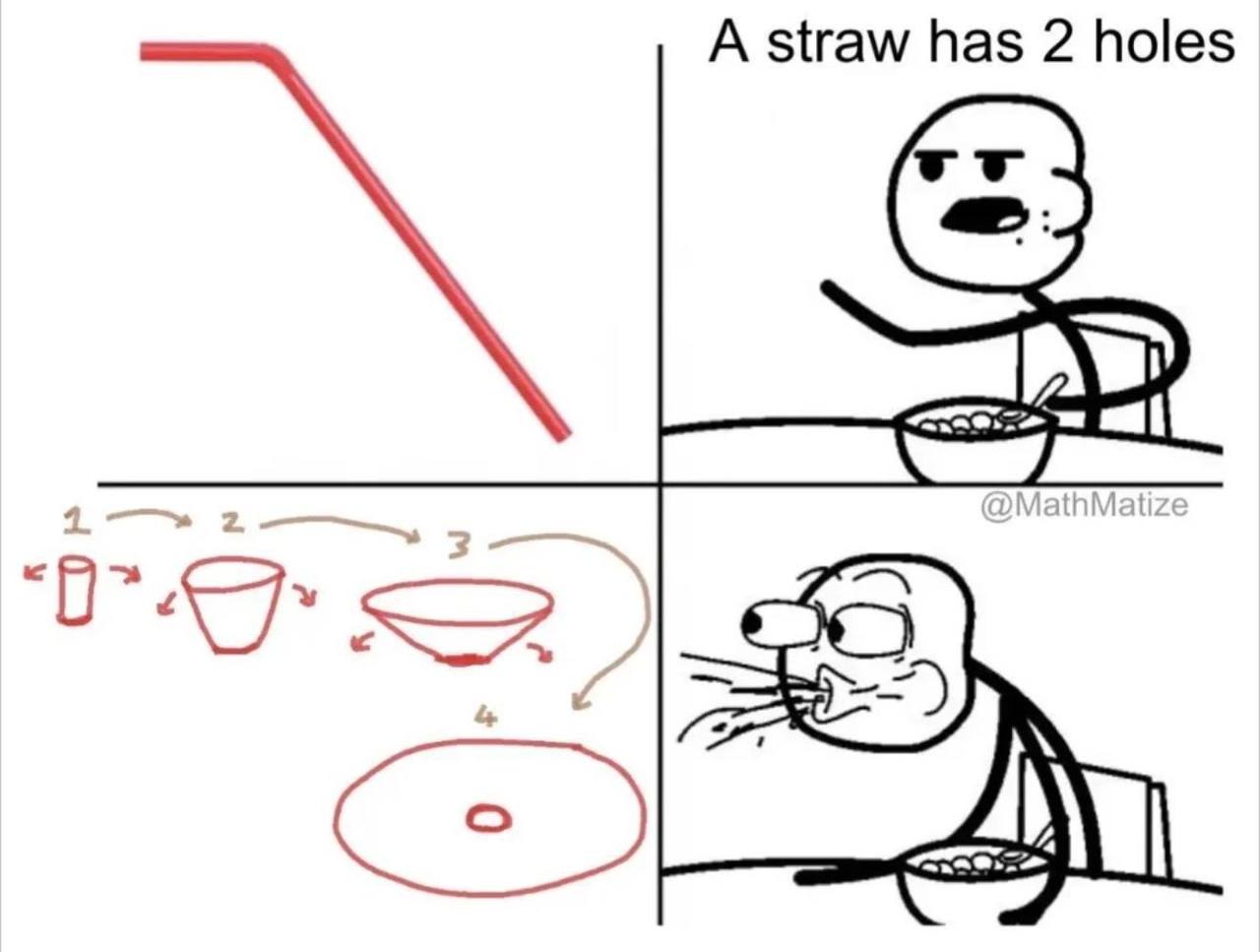 A straw has 2 holes