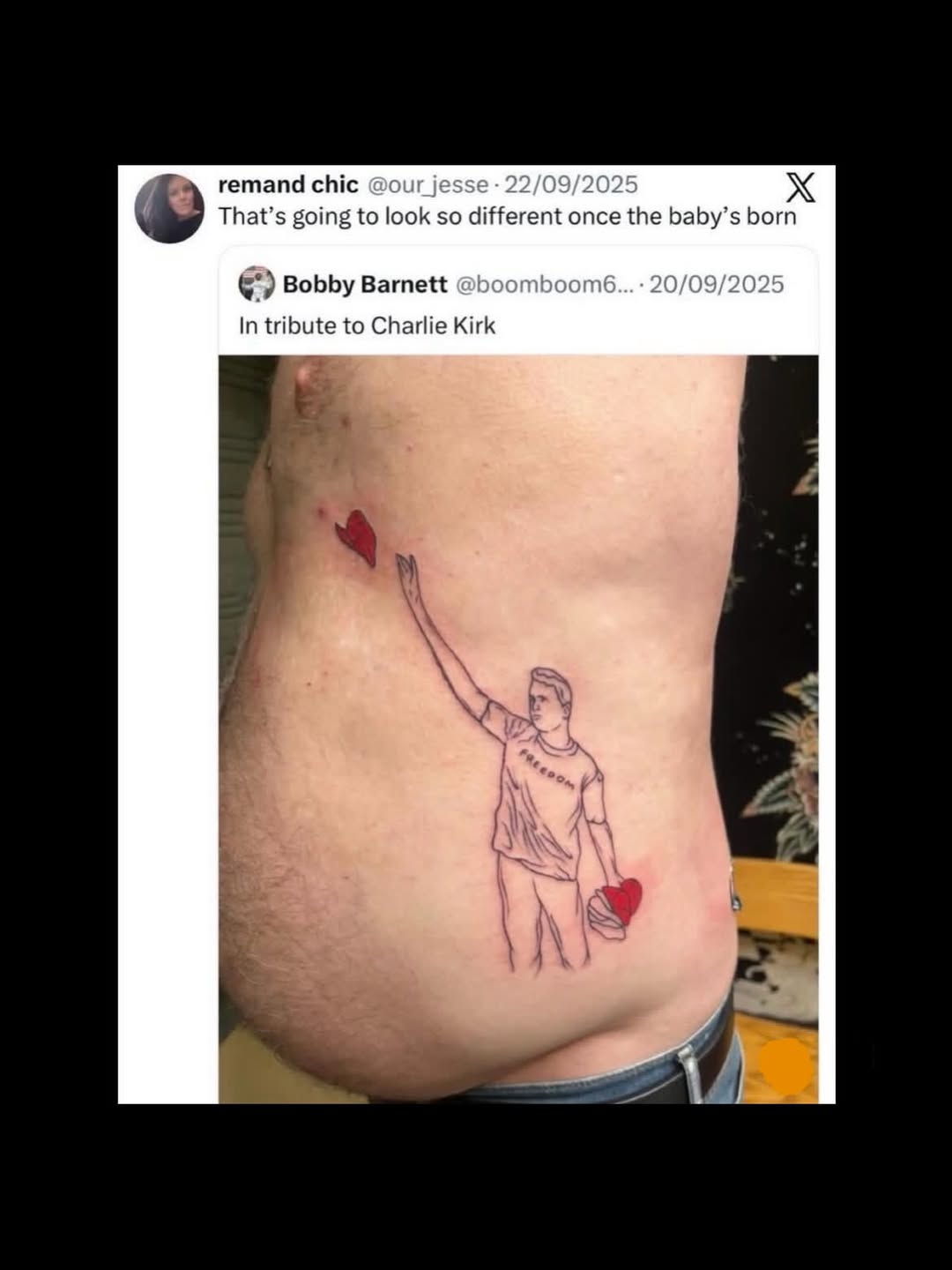 remand chic 2 That’s going to look so different once the baby’s born Bobby Barnett In tribute to Charlie Kirk А)