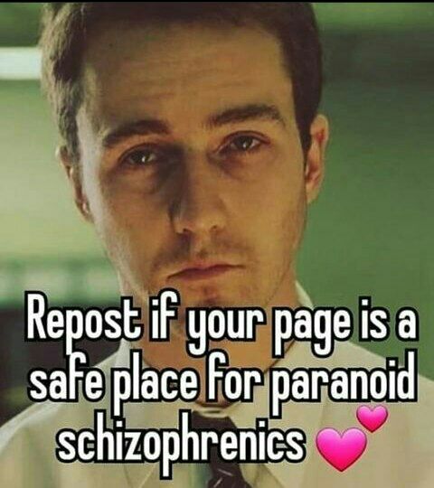Repost if your page is а safe place For paranoid schizophrenics
