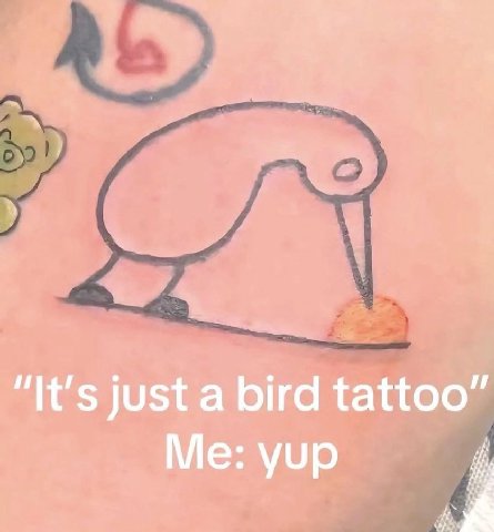 “It's just a bird tattoo” Me: yup