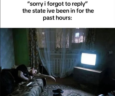 “sorry i forgot to reply” the state ive been in for the past hours: