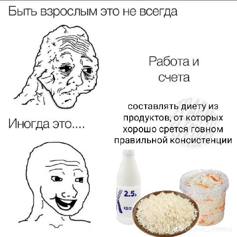 Быть взрослым это не всегда BAS 4 Работа и счета составлять диету из продуктов, от которых Иногда это.... хорошо срется говном правильной консистенции 2.5, КЕФ