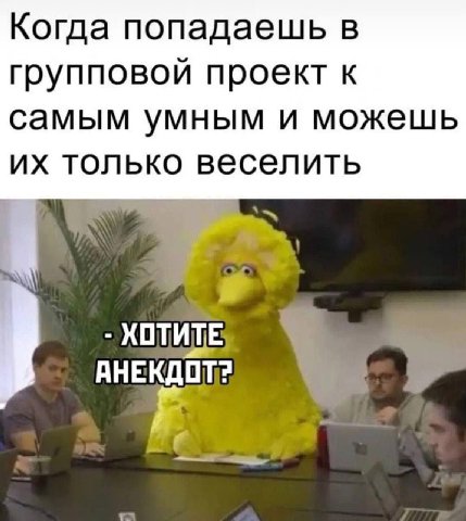 Когда попадаешь в групповой проект к самым умным и можешь только веселить