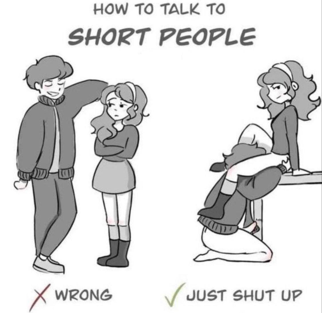HOW TO TALK TO SHORT PEOPLE WRONG JUST SHUT UP
