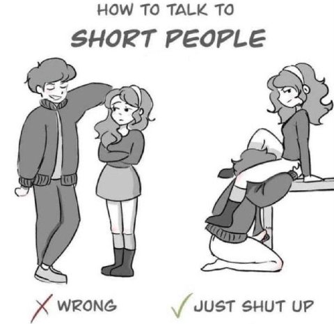 HOW TO TALK TO SHORT PEOPLE WRONG JUST SHUT UP