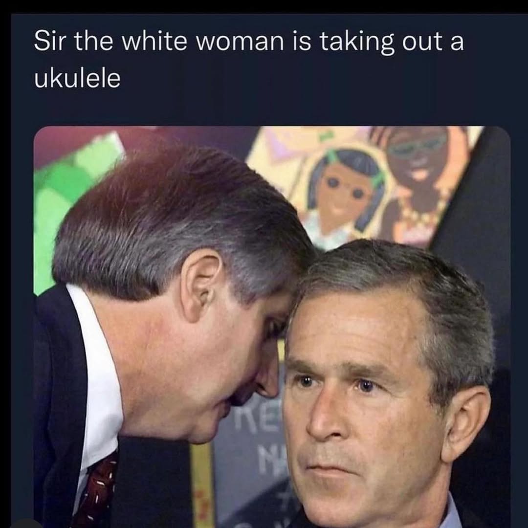 Sir the white woman is taking out a ukulele