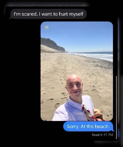 scared. want to hurt myself Sorry. At the beach.