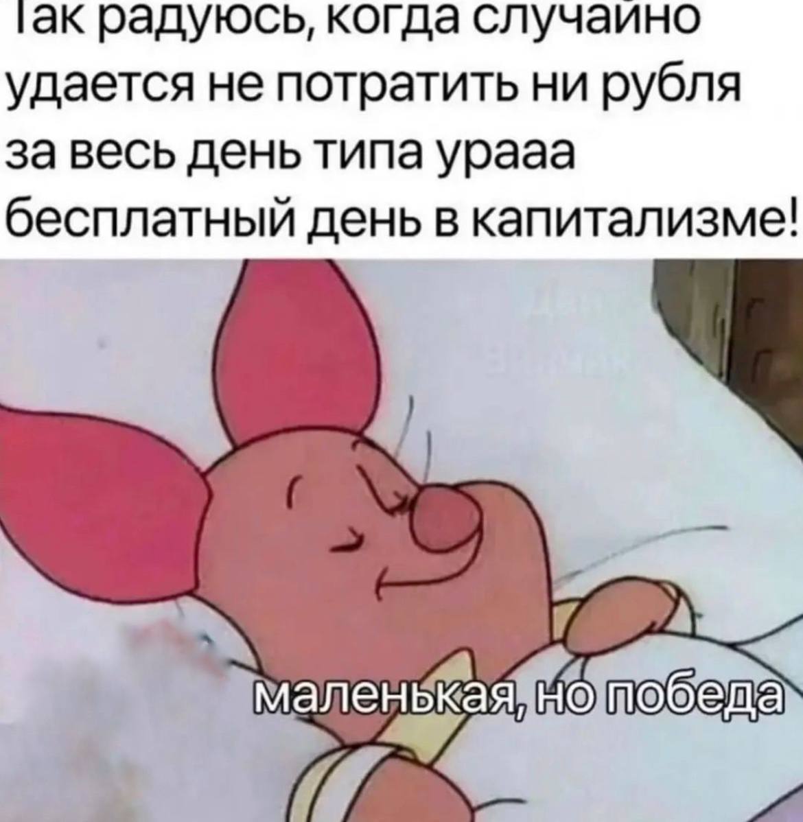 радуюсь, когда случаино удается не потратить ни рубля за весь день типа урааа бесплатный день в капитализме!