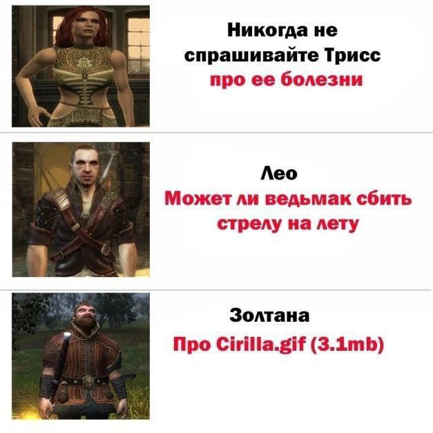 Никогда не спрашивайте Трисс про ее болезни Aeo Может ли ведьмак сбить стрелу на лету Золтана Про Cirilla.gif