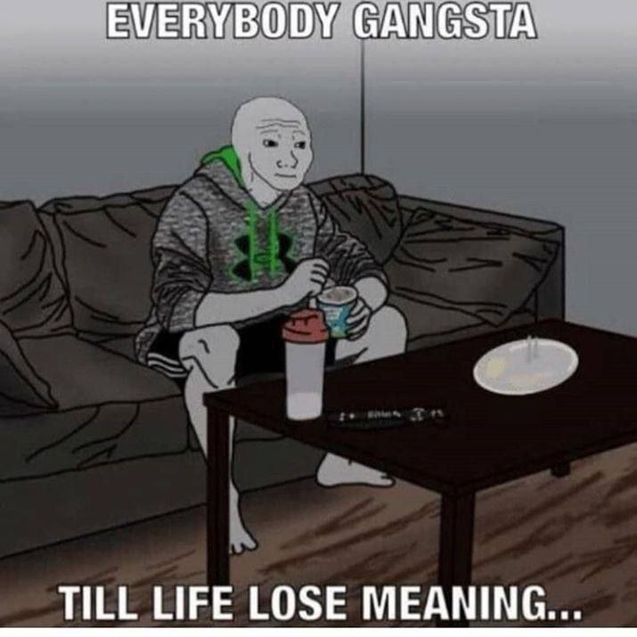EVERYBODY GANGSTA TILL LIFE LOSE MEANING...