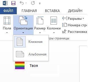 Я ГЛАВНАЯ ВСТАВКА ДИЗАЙН ini Номера стр! Поля Ориентация Размер Колонки Расстановка ГЕК страницы Книжная Альбомная Твоя