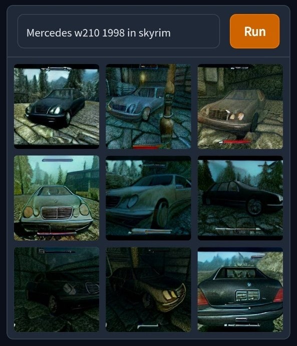Mercedes 1998 in skyrim Run