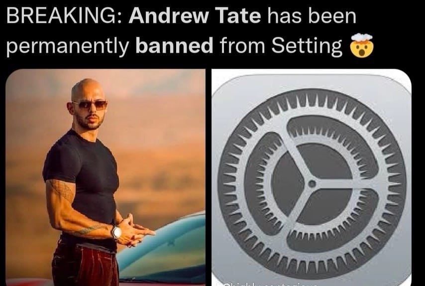 BREAKING: Andrew Tate has been permanently banned from Setting
