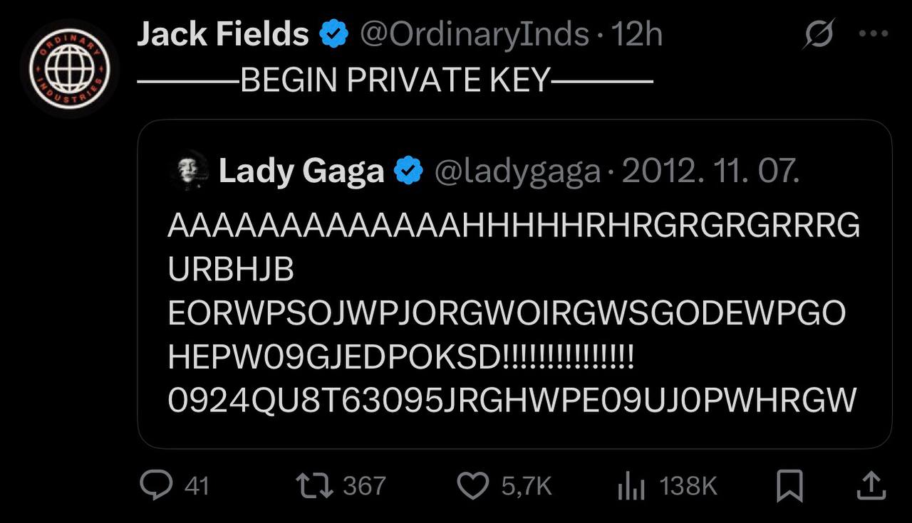 Jack Fields @OrdinaryInds- (5 BEGIN PRIVATE KEY Lady Gaga @ladygaga- 2012. 11. 07. AAAAAAAAAAAAAHHHHHRHRGRGRGRRRG URBHJB EORWPSOJWPJORGWOIRGWSGODEWPGO 41 367 я