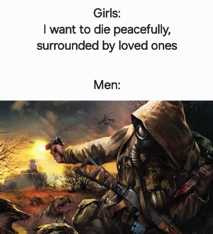 Girls: want to die peacefully, surrounded loved ones Men: