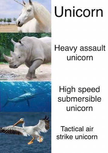 Unicorn Heavy assault unicorn High speed submersible unicorn Tactical air и strike unicorn
