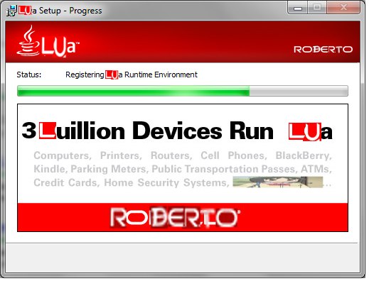 Setup Progress ROBERTO Status: Registering а Runtime Environment Devices Run ROBERTO