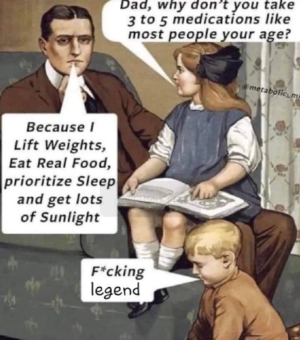 Jad, Чоп аке 3 to 5 like most реор your Because Lift Weights, Eat Real Food prioritize Sleep and get lots of Sunlight F*cking legend