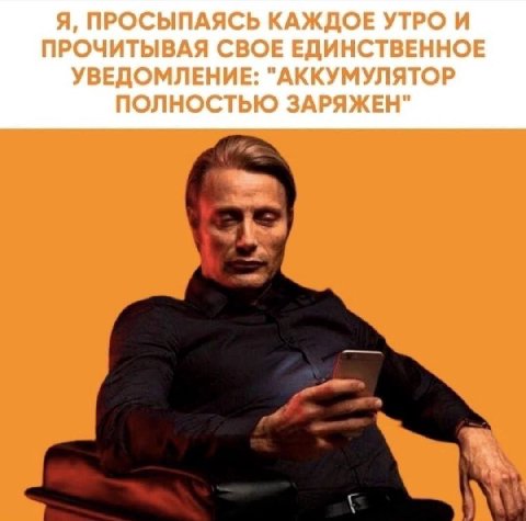 Я, ПРОСЫПАЯСЬ КАЖДОЕ УТРО И ПРОЧИТЫВАЯ СВОЕ ЕДИНСТВЕННОЕ УВЕДОМЛЕНИЕ: "АККУМУЛЯТОР ПОЛНОСТЬЮ ЗАРЯЖЕН"