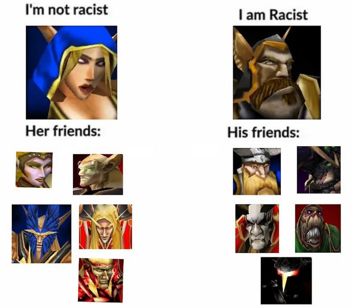 not racist Racist Her friends: His