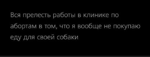 Вся прелесть работы в клинике по абортам в том, что я вообще не покупаю еду для своей собаки