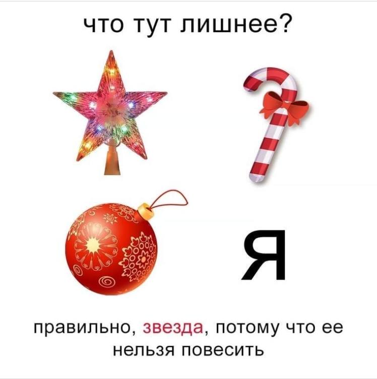 что тут лишнее? Я правильно, звезда, потому что ее нельзя повесить