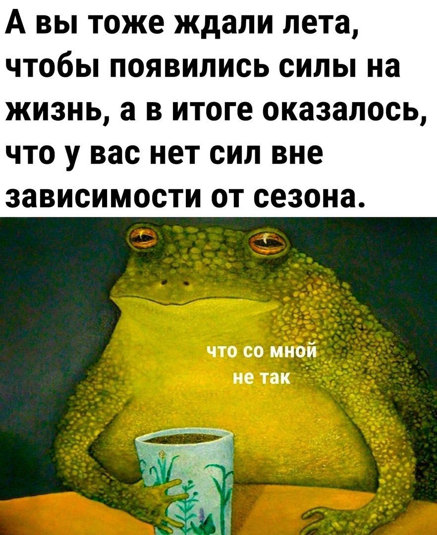 А вы тоже ждали лета чтобы появились силы на жизнь, а в итоге оказалось что у вас нет сил вне зависимости от сезона i= мно И- Ace we $2 the