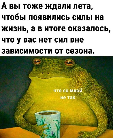 А вы тоже ждали лета чтобы появились силы на жизнь, а в итоге оказалось что у вас нет сил вне зависимости от сезона i= мно И- Ace we $2 the