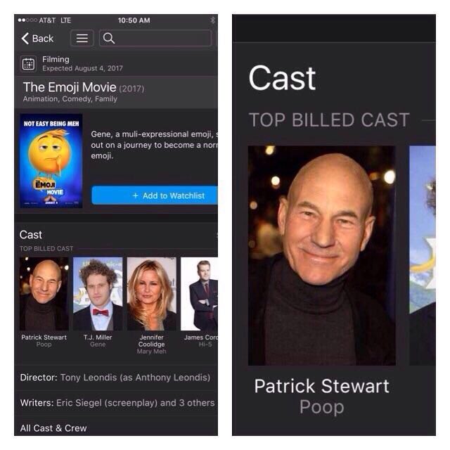 AT&T 10:50 <Back Filming Expected August 4, 2017 The Emoji Movie (2017) a Animation, Comedy, Family NOT EASY BEING МЕН TOP BILLED Gene, a muli-expressional етой, 3 out on a journey to become a поп ето