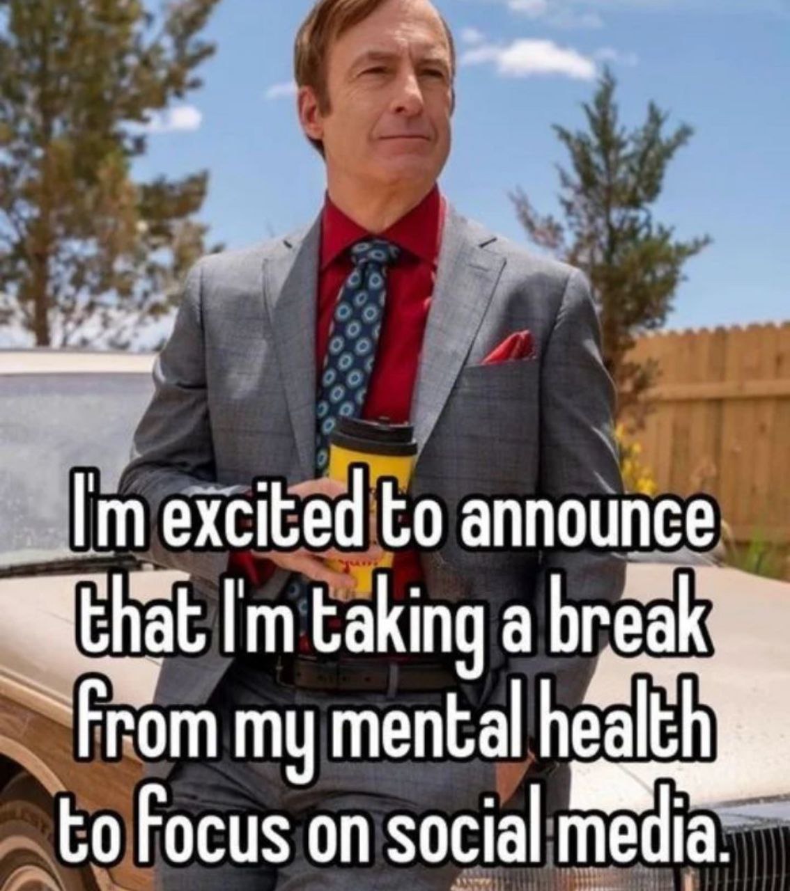 excited to announce taking а break my mental health to Focus on social media