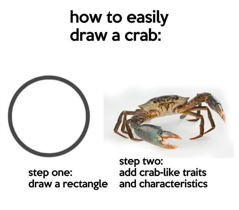 how to easily draw а crab: step two: step one: add crab-like traits draw arectangle and characteristics