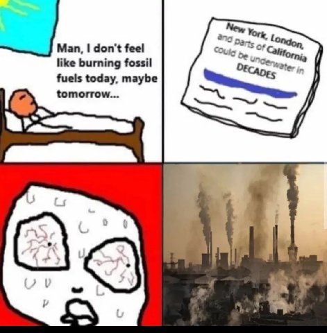 New ang Man, don't feel be, like burning fossil fuels today, maybe tomorrow...