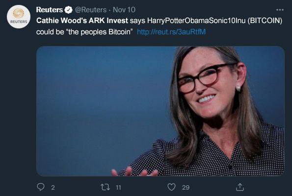 Reuters Саше Wood's ARK Invest says (BITCOIN) could be the peoples Bitcoin