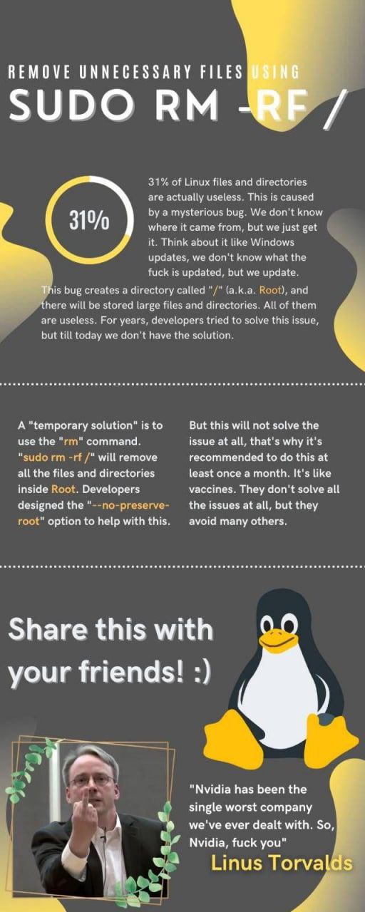 REMOVE UNNECESSARY FILES Linus fies and Бав dor where Бы И thie This Бон а aka stored files and are useless thes bat we dont the А “temporary solution’ is to But this will not solve the “command issue